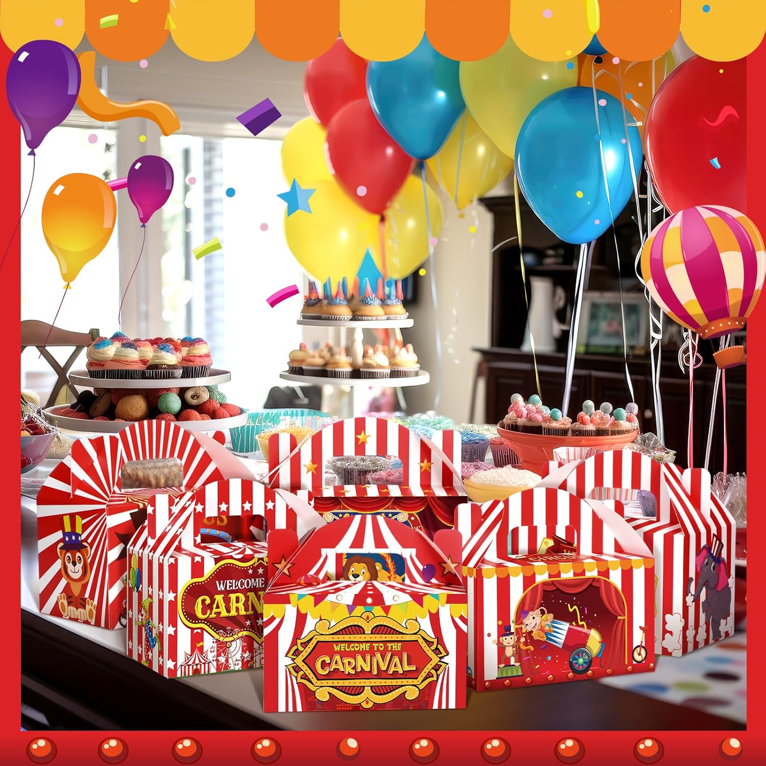 Dunzoom Carnival Themed Treat Boxes 48 Pcs