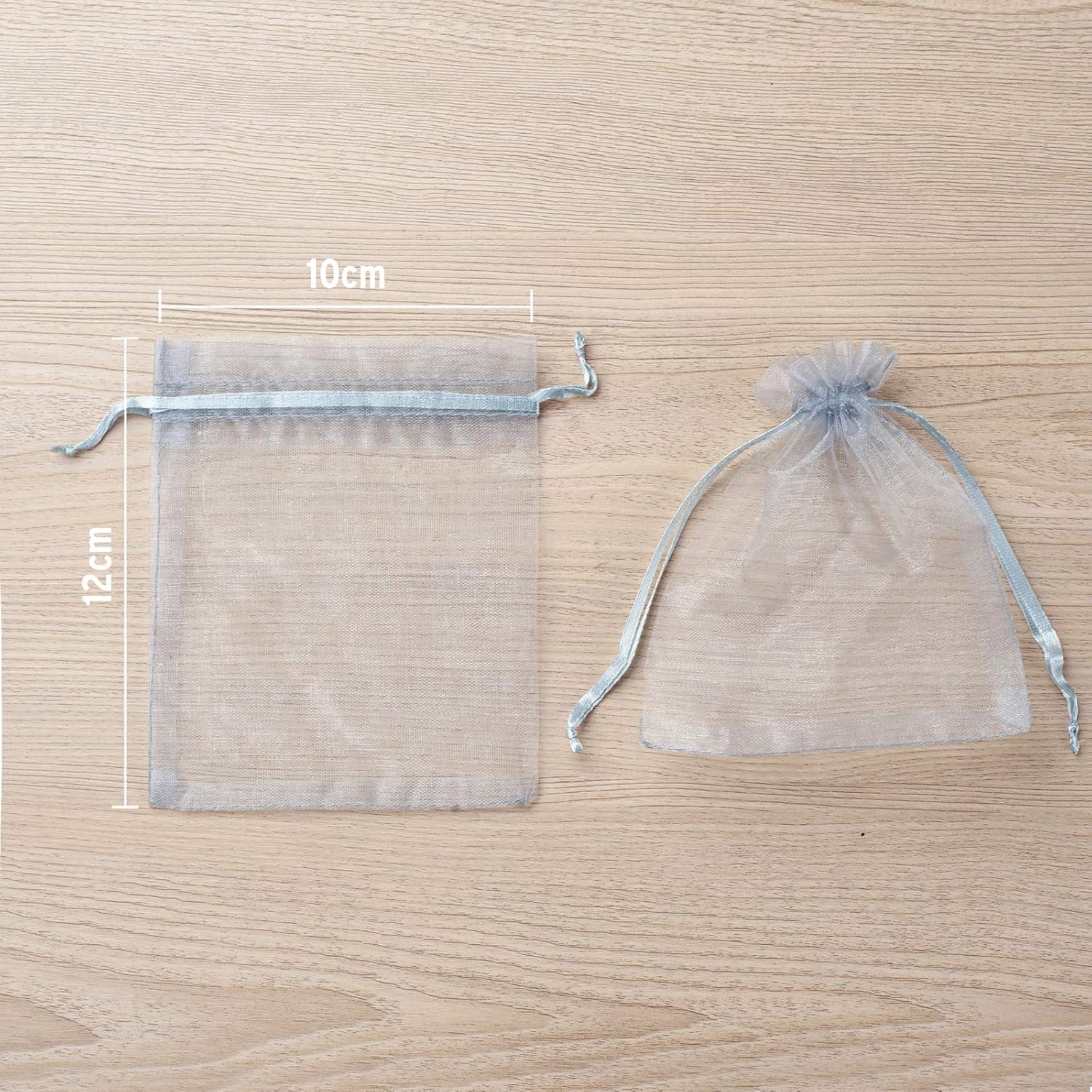 100 Pcs Grey Organza Gift Bags 4x5 Inch Drawstring
