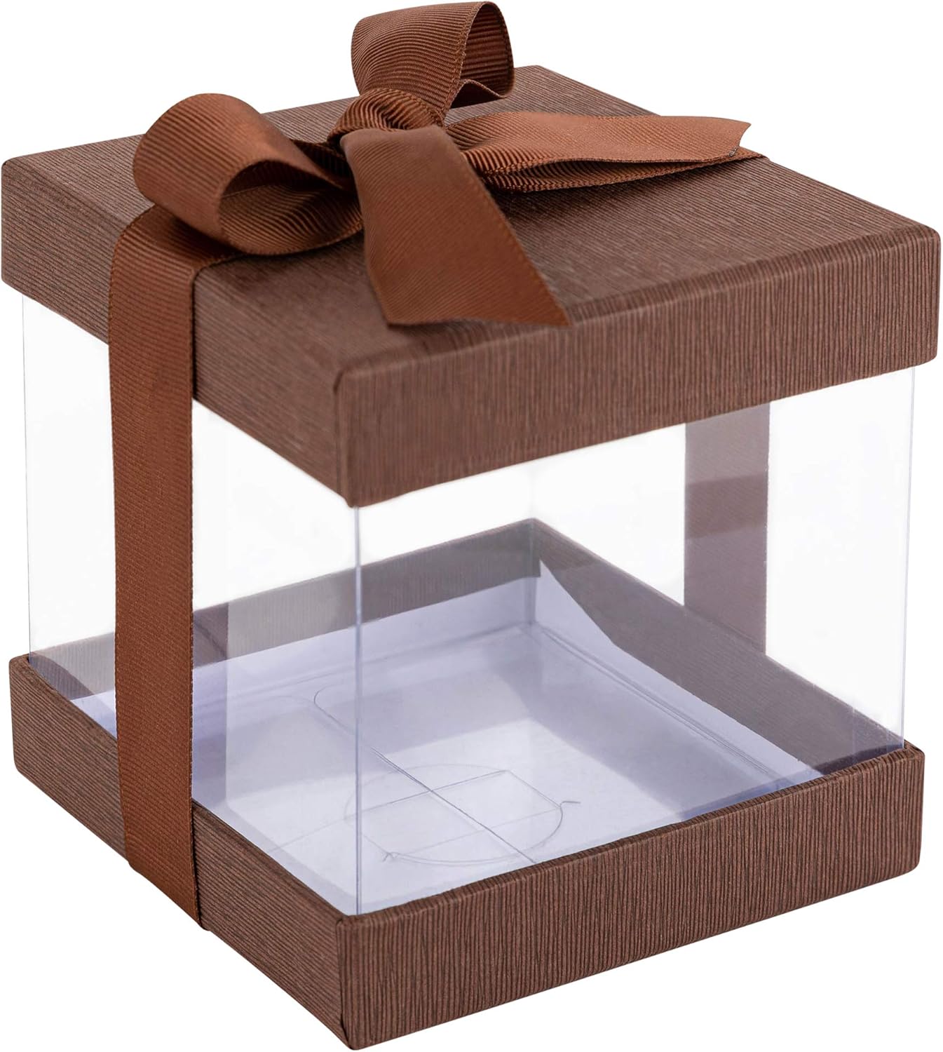 Hammont Clear Gift Box 6 Pack Brown 4x4x4