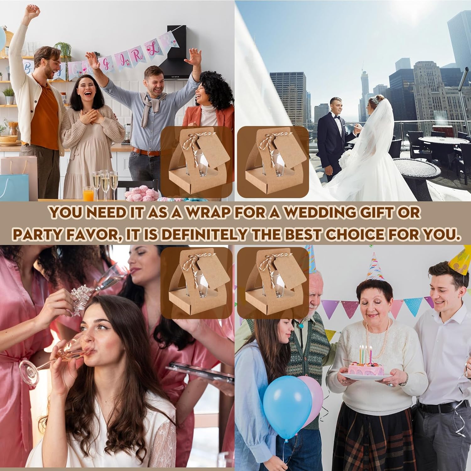 Wangdefa 50 Pack Shot Glass Favor Bags for Wedding Events
