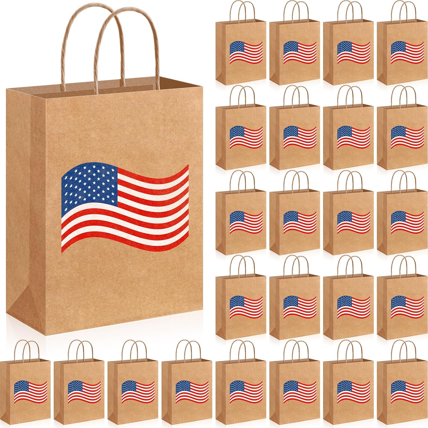 Kolldenn 24 Pcs Patriotic Gift Bags with Handle