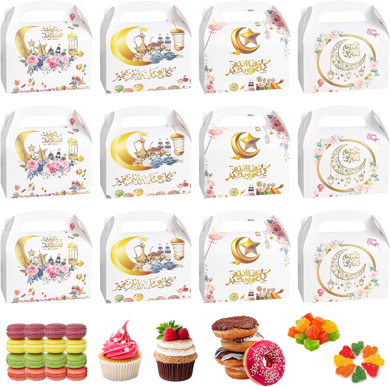Yasyu 12 Pcs White Treat Boxes with Handle