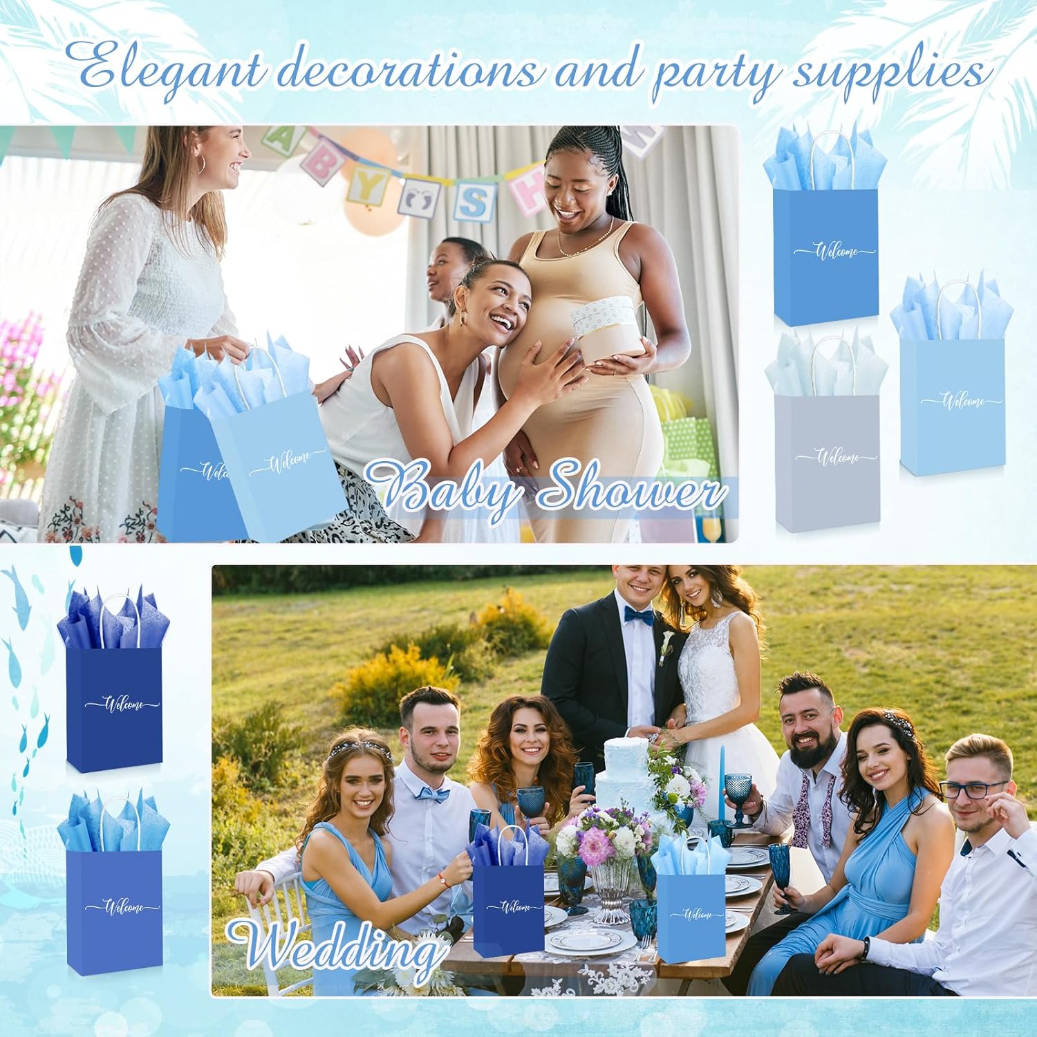 Kolldenn 50 Set Gradient Blue Welcome Gift Bags
