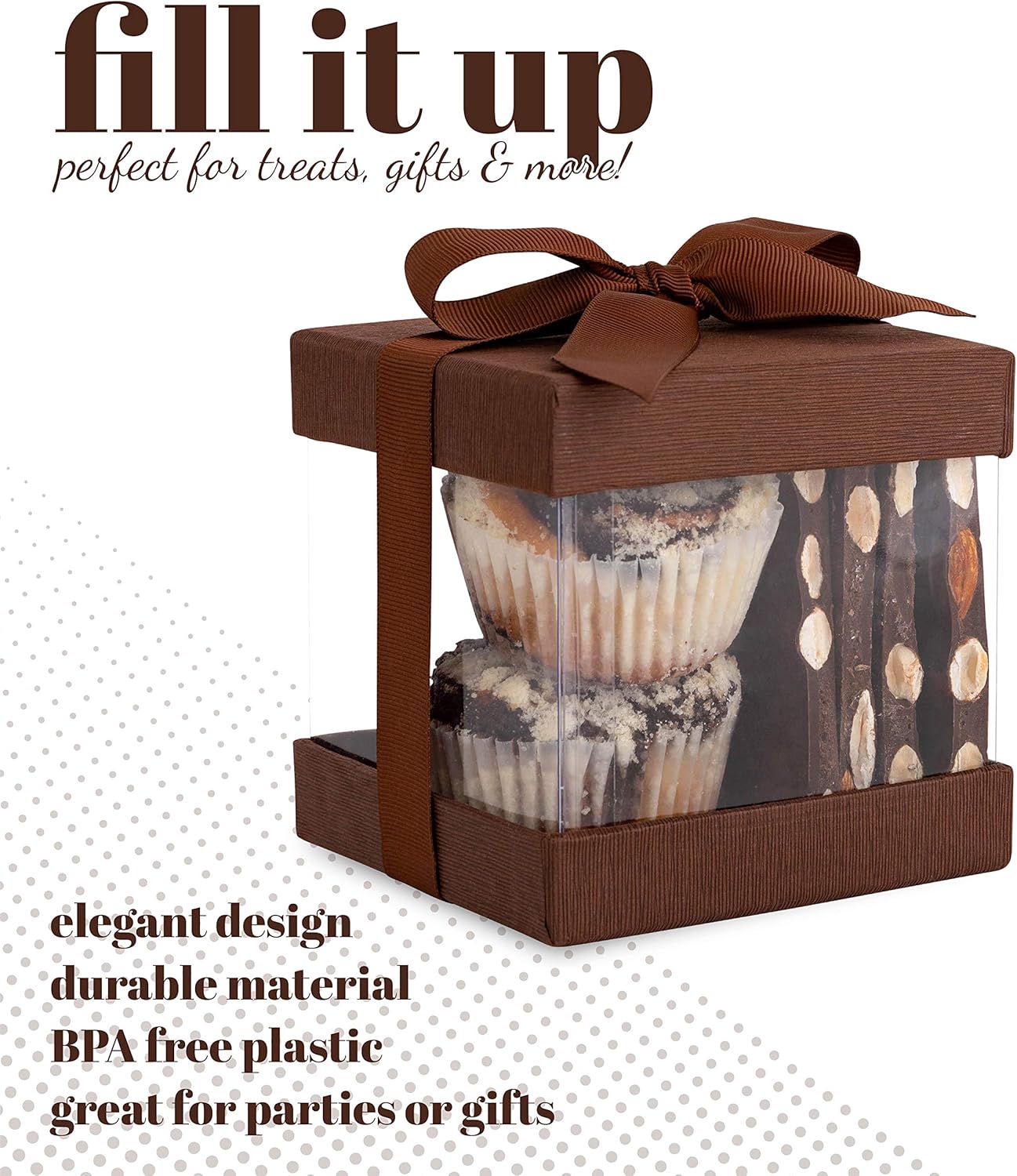 Hammont Clear Gift Box 6 Pack Brown 4x4x4