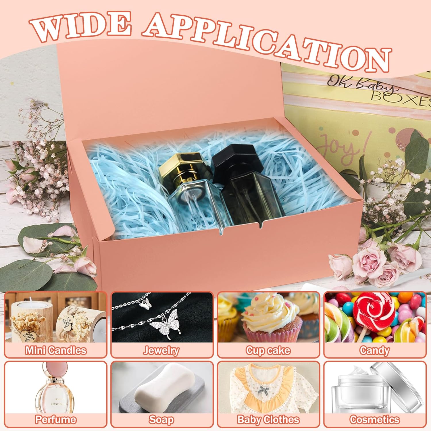 12 Pcs Large Pink Gift Boxes with Lid and Ribbon