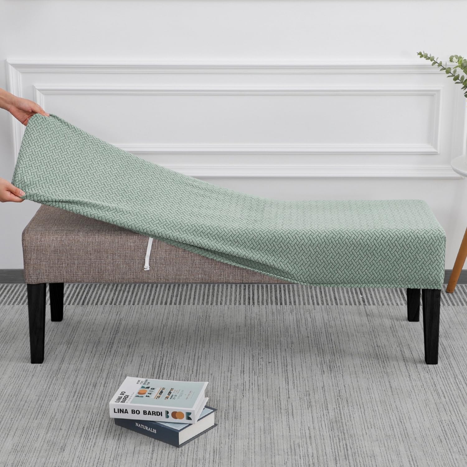 SPRINGRICO Stretch Dining Bench Cover - Green