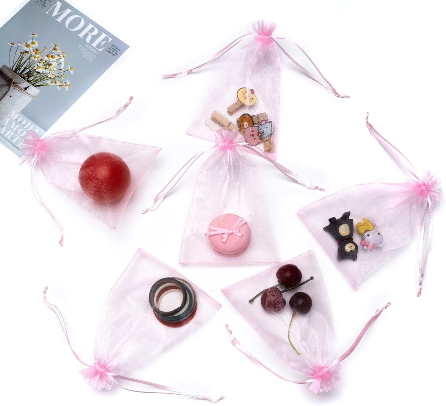 Volanic 100PCS 4x6 Inch Sheer Drawstring Organza Gift Bags