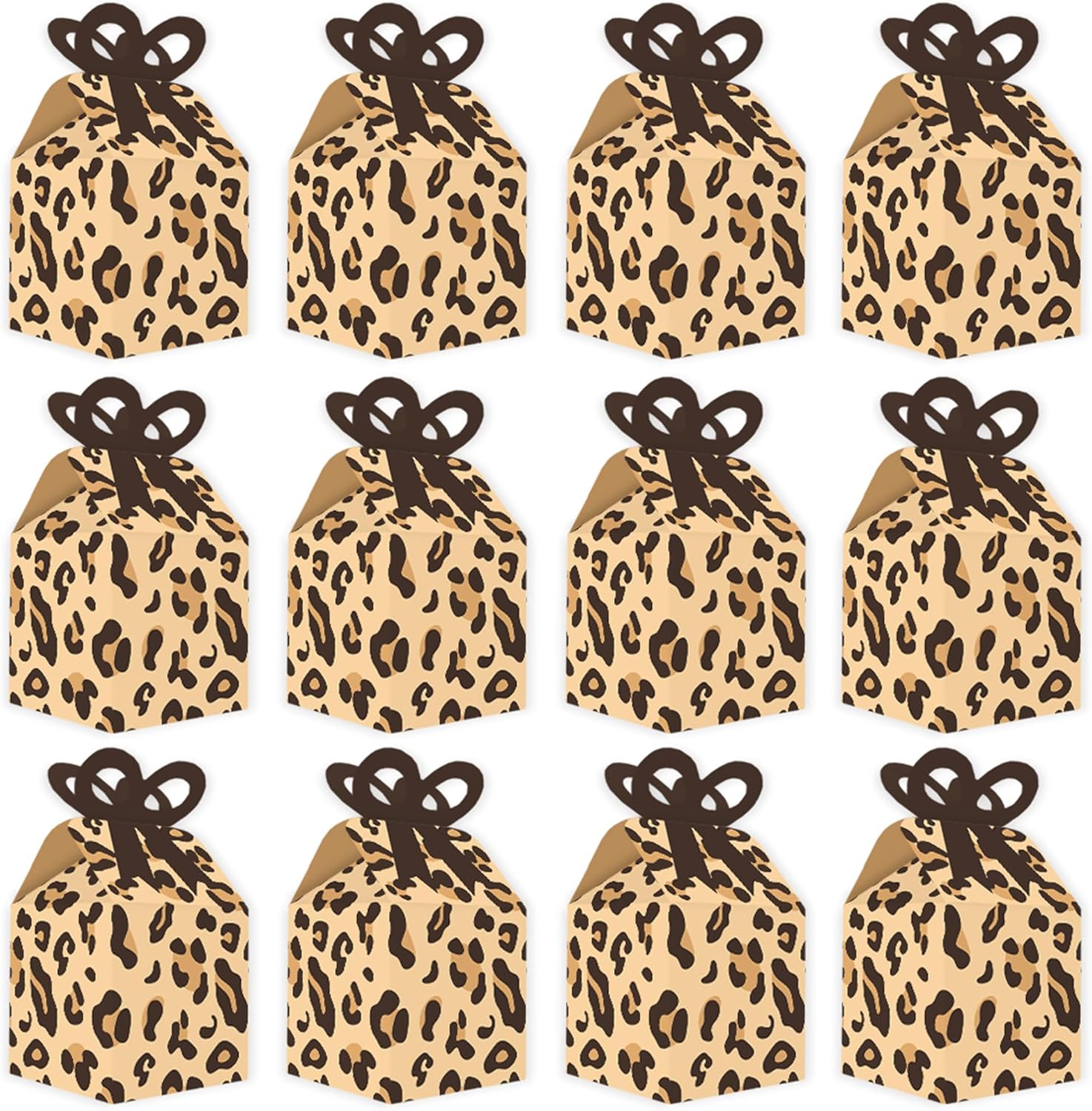 Big Dot of Happiness Leopard Print Bow Boxes Set of 12