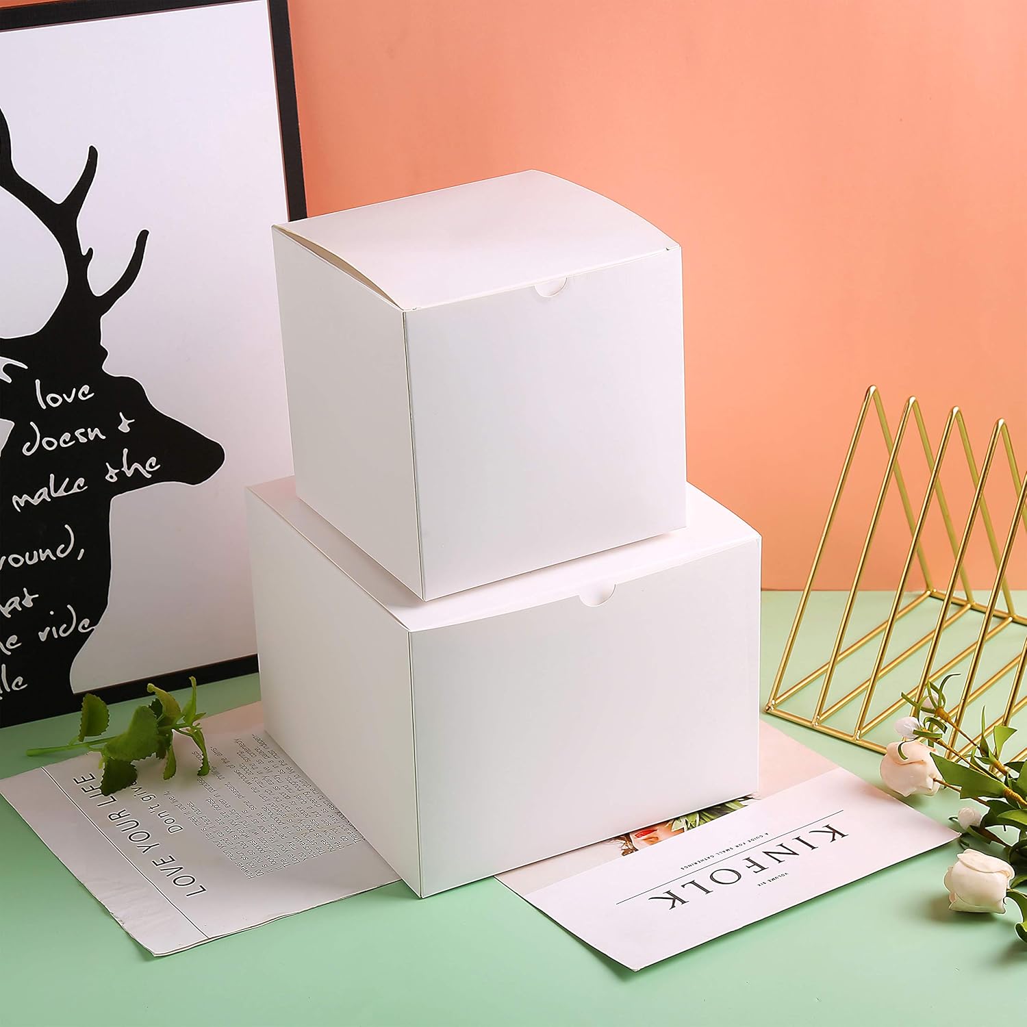 SHIPKEY 100PCS White Cardboard Gift Boxes with Lids