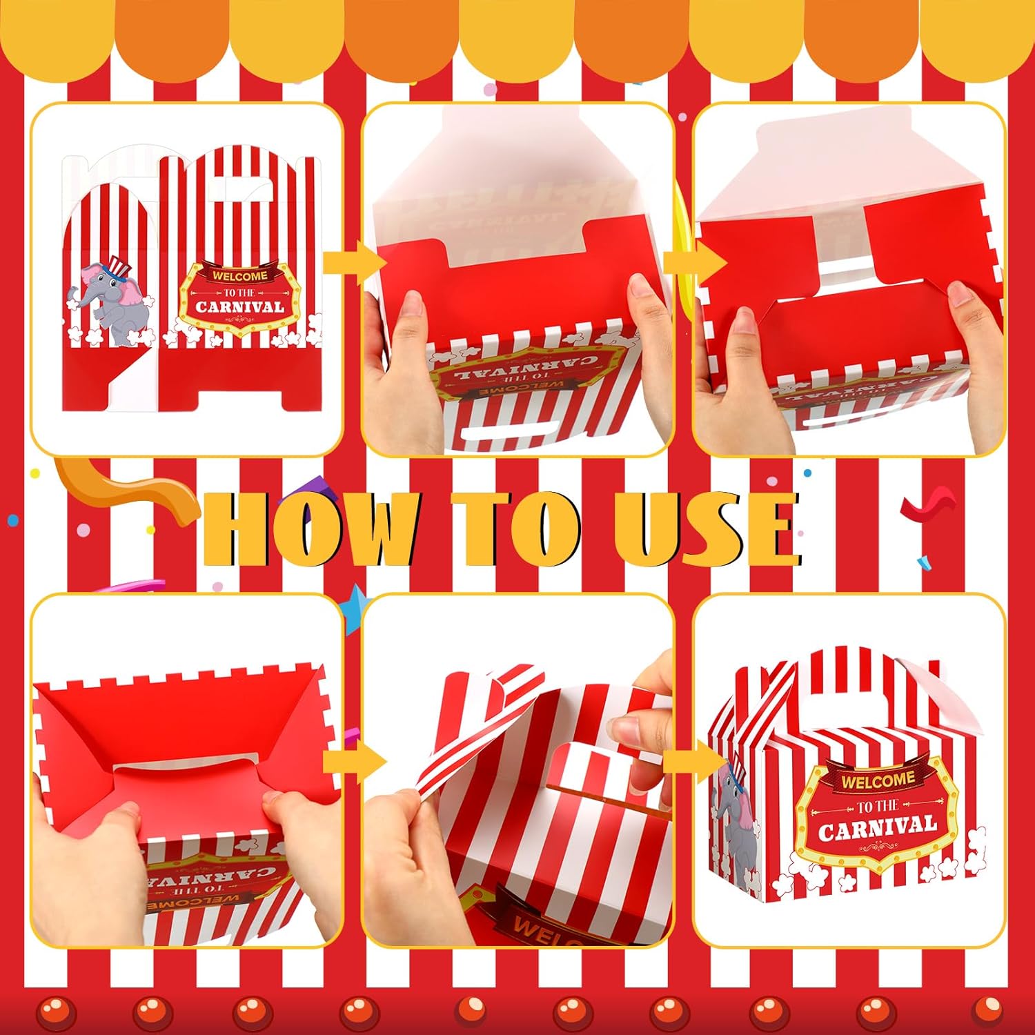 Dunzoom Carnival Themed Treat Boxes 48 Pcs