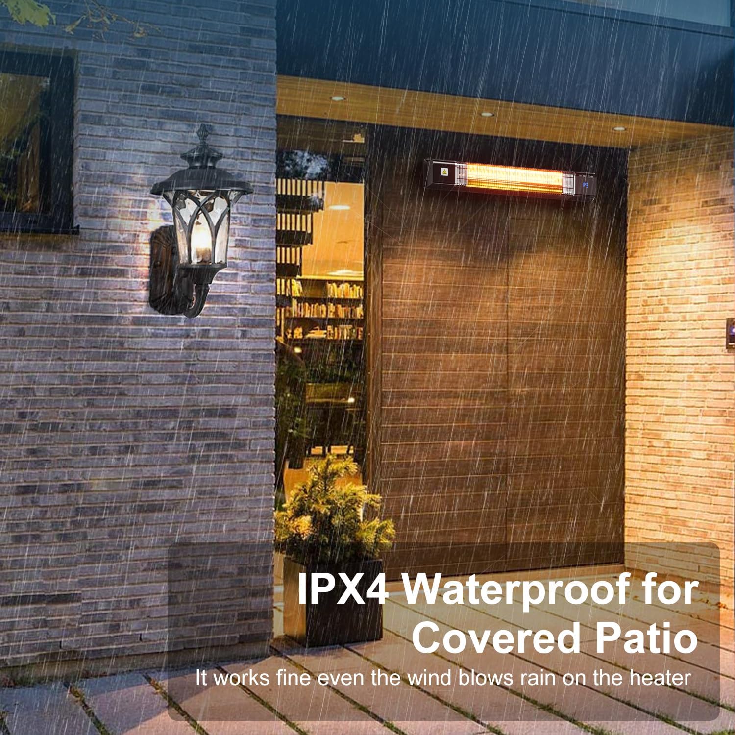 Uthfy 1500 Watt Electric Wall Mounted Patio Heater with Remote Control