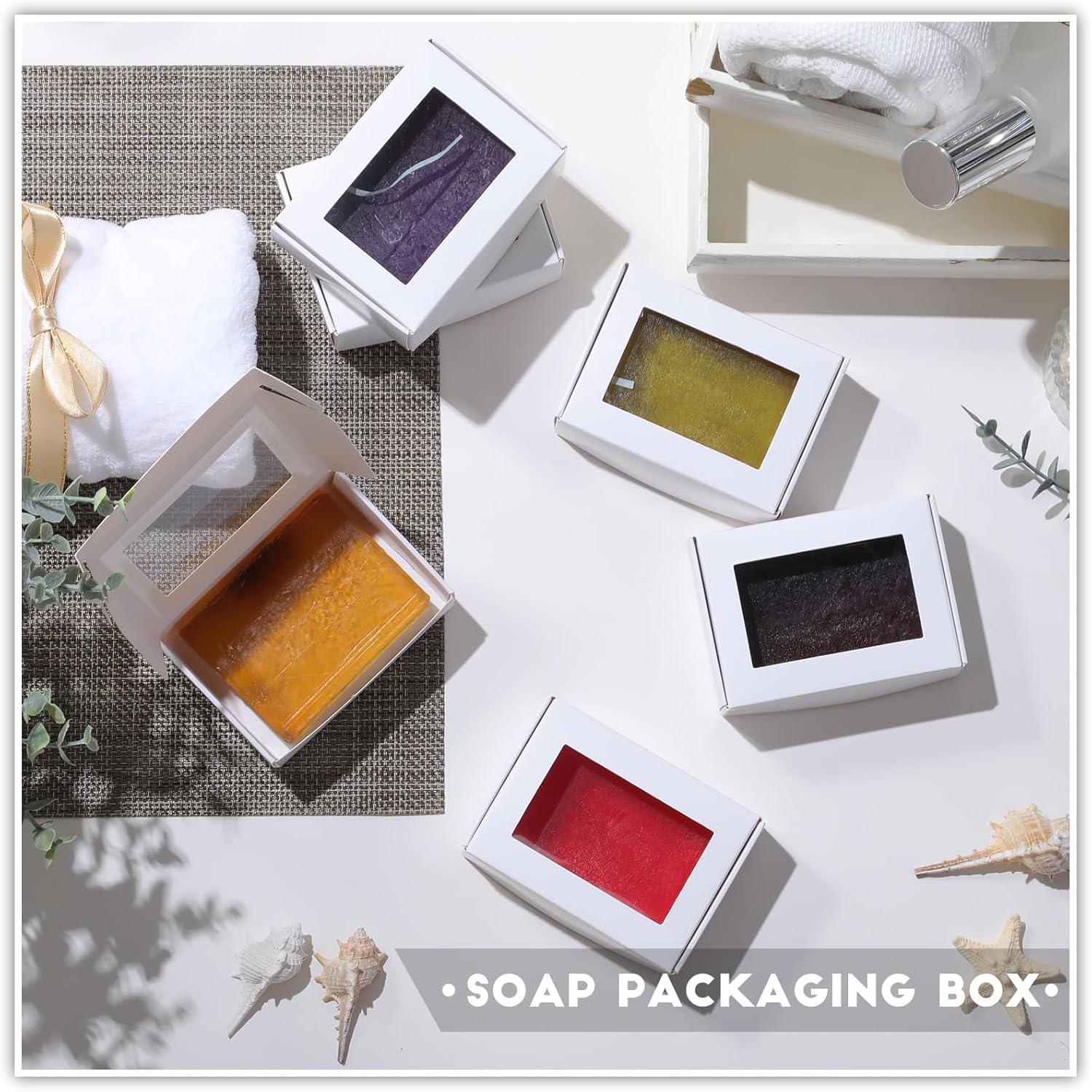 Zonon 100 Piece Kraft Soap Boxes with Clear Window