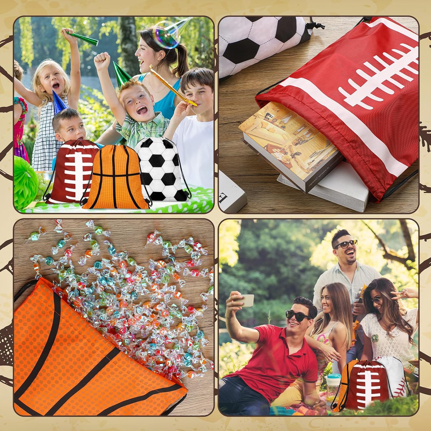 12 Pcs 17 Inch Balls Style Drawstring Bags
