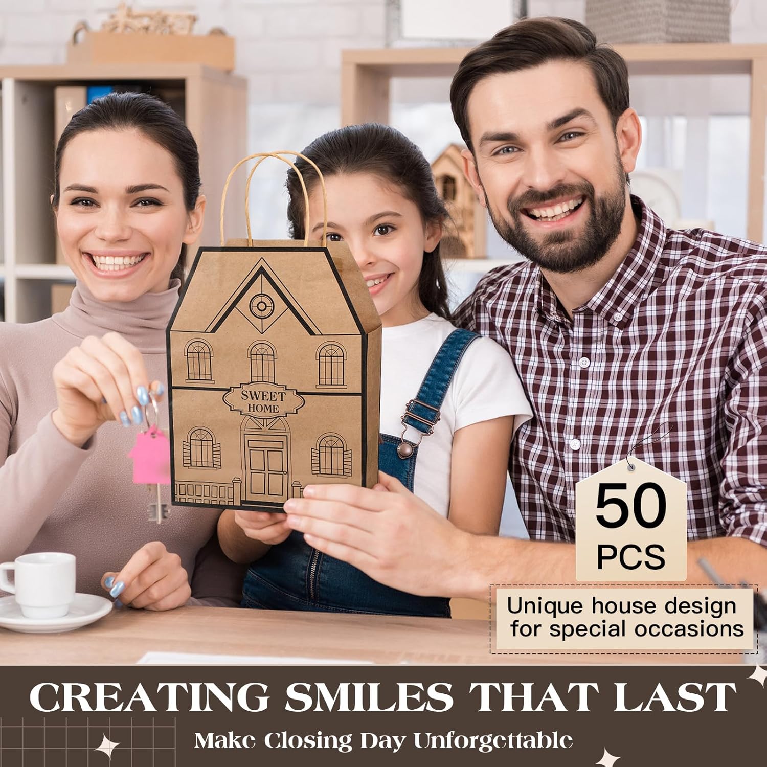 Cholemy 50 Piece House Shaped Gift Bags with Handles