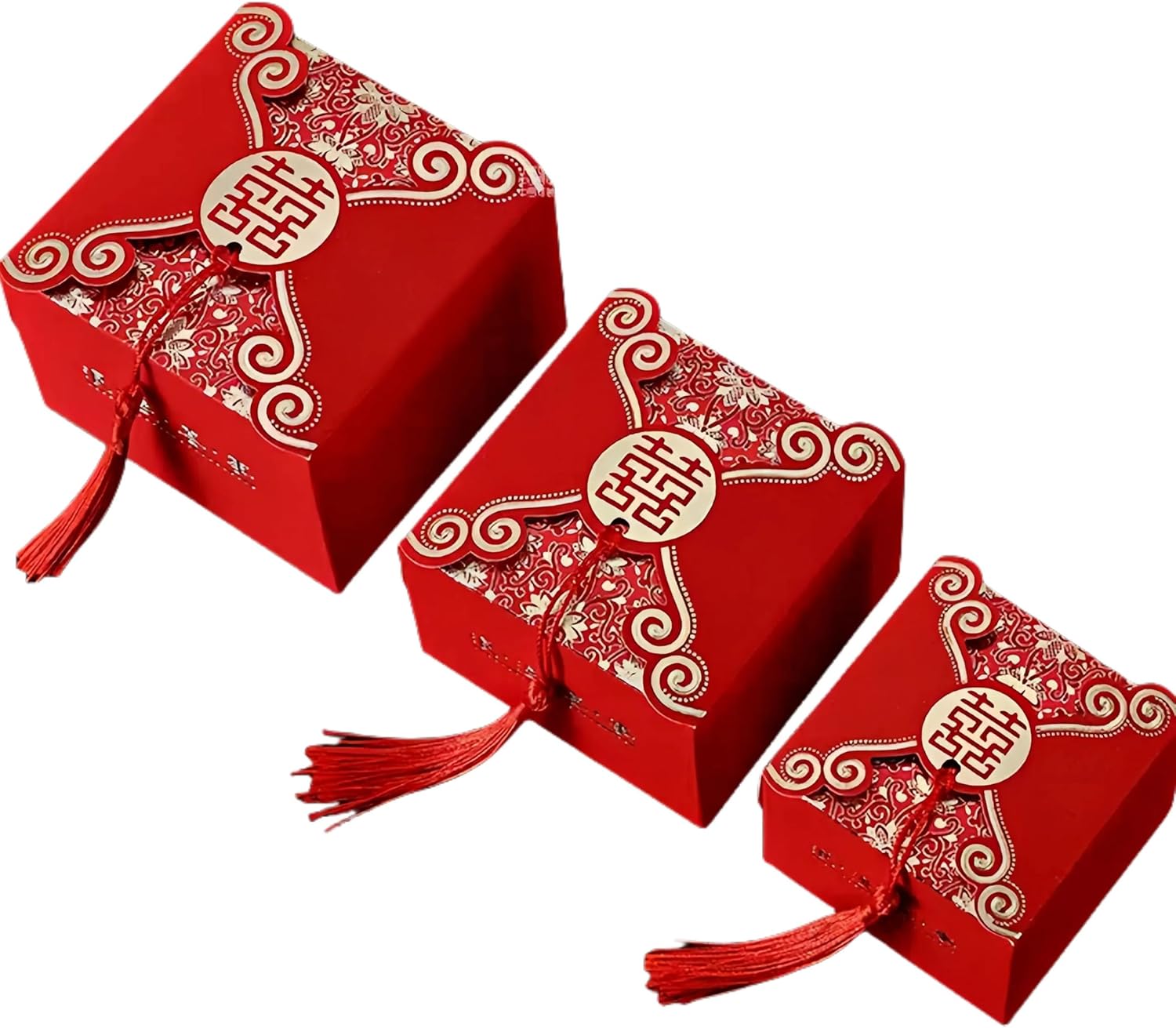HannaFires 20pcs Double Happiness Favor Boxes