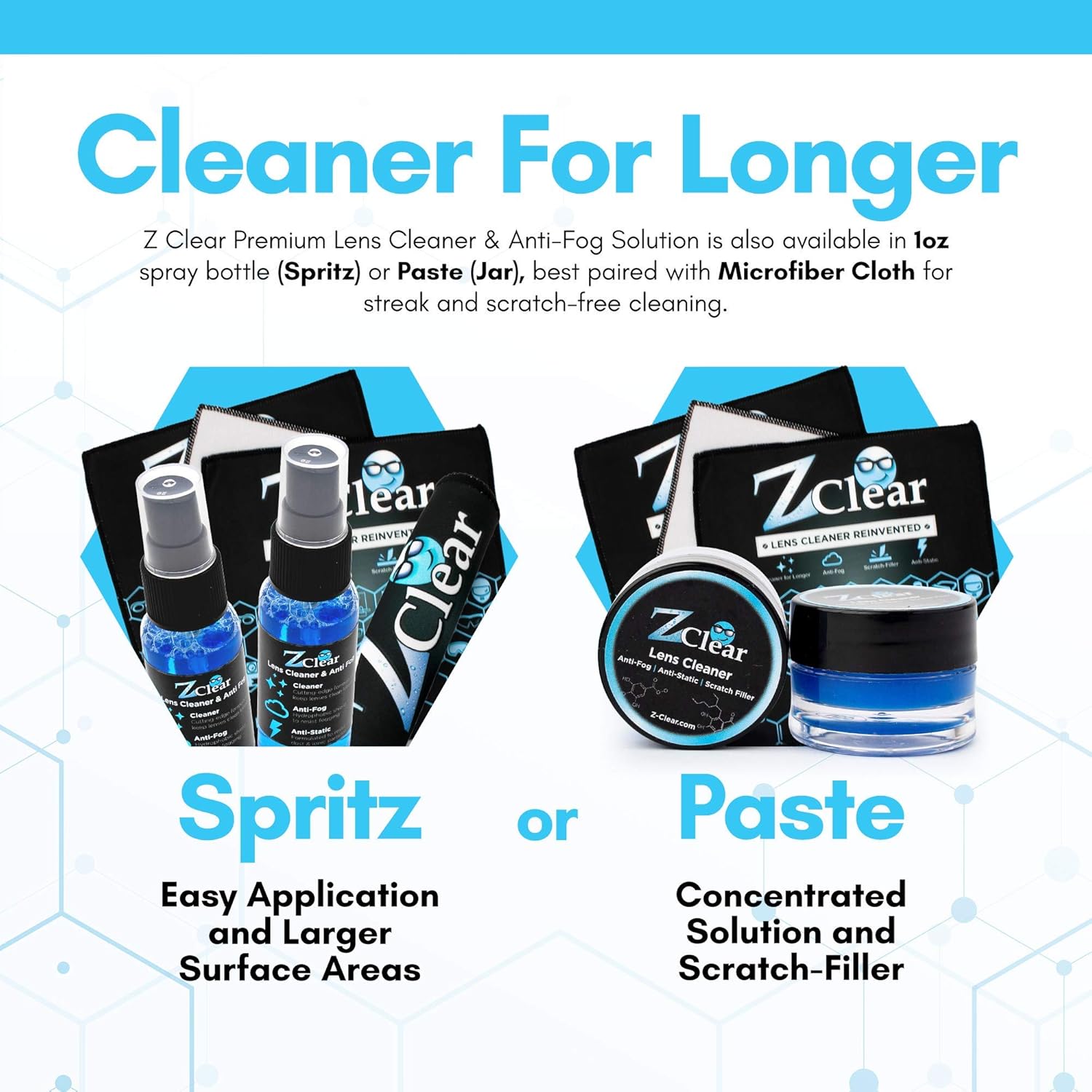 Z Clear Combo Pack 1oz Anti-Fog Spray and Microfiber Cloth