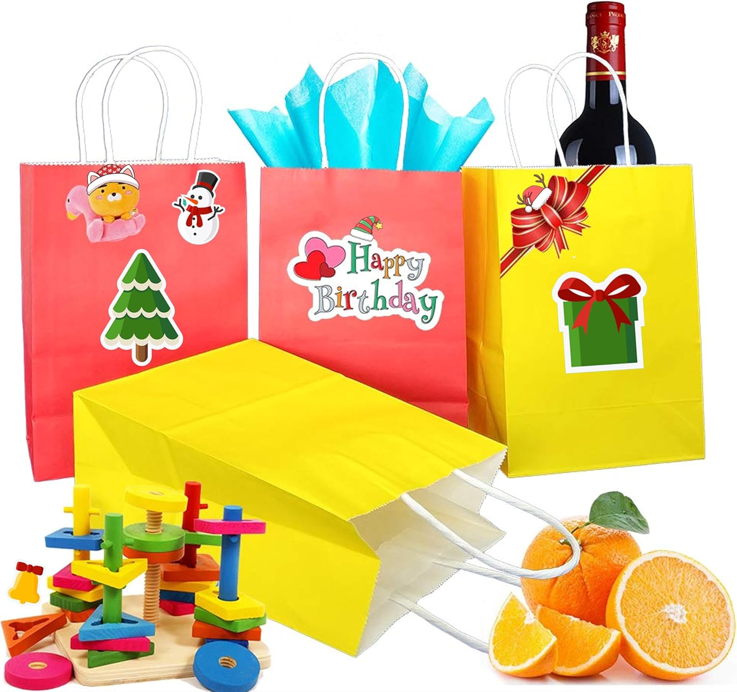 25 PCS Small Gray Kraft Gift Bags with Handles