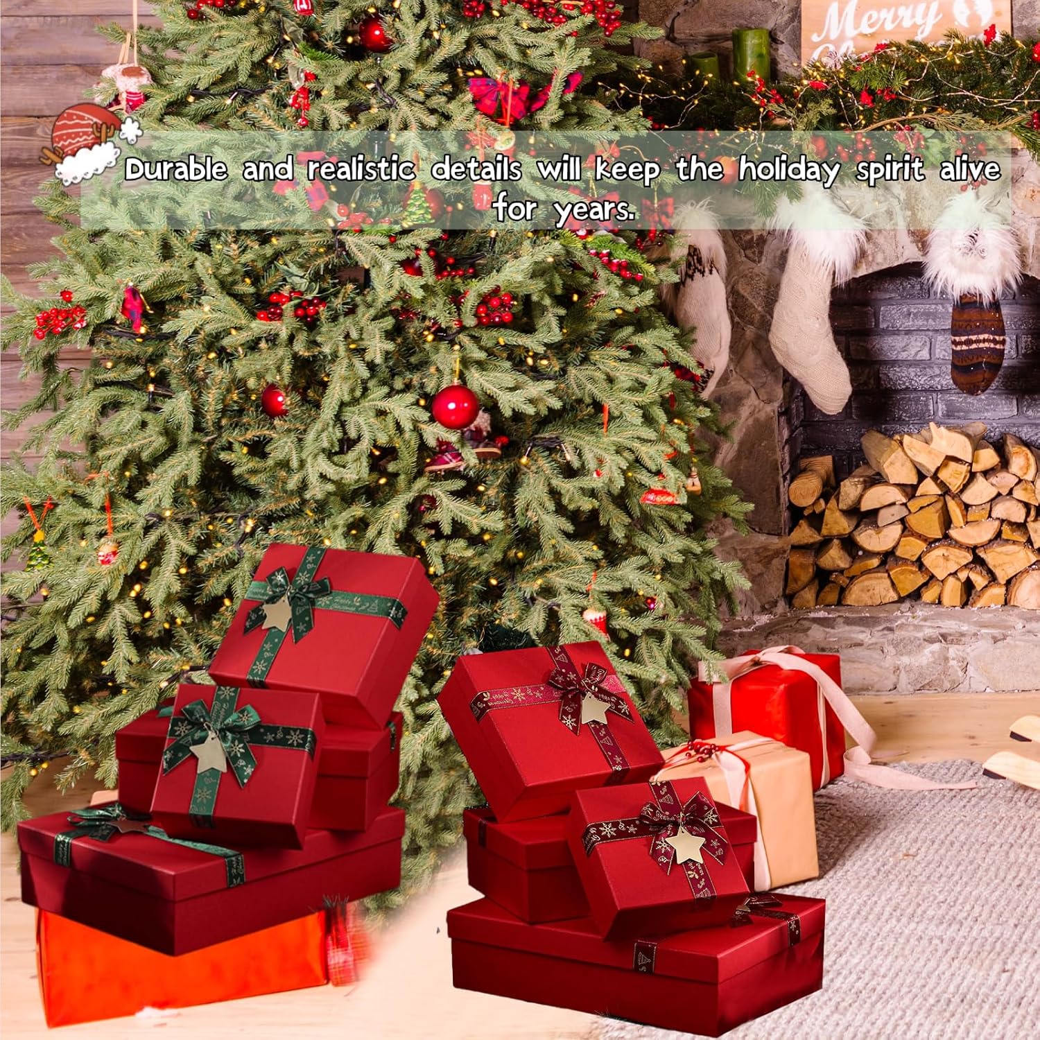 Krdrgey 4 Pack Christmas Gift Boxes with Lids