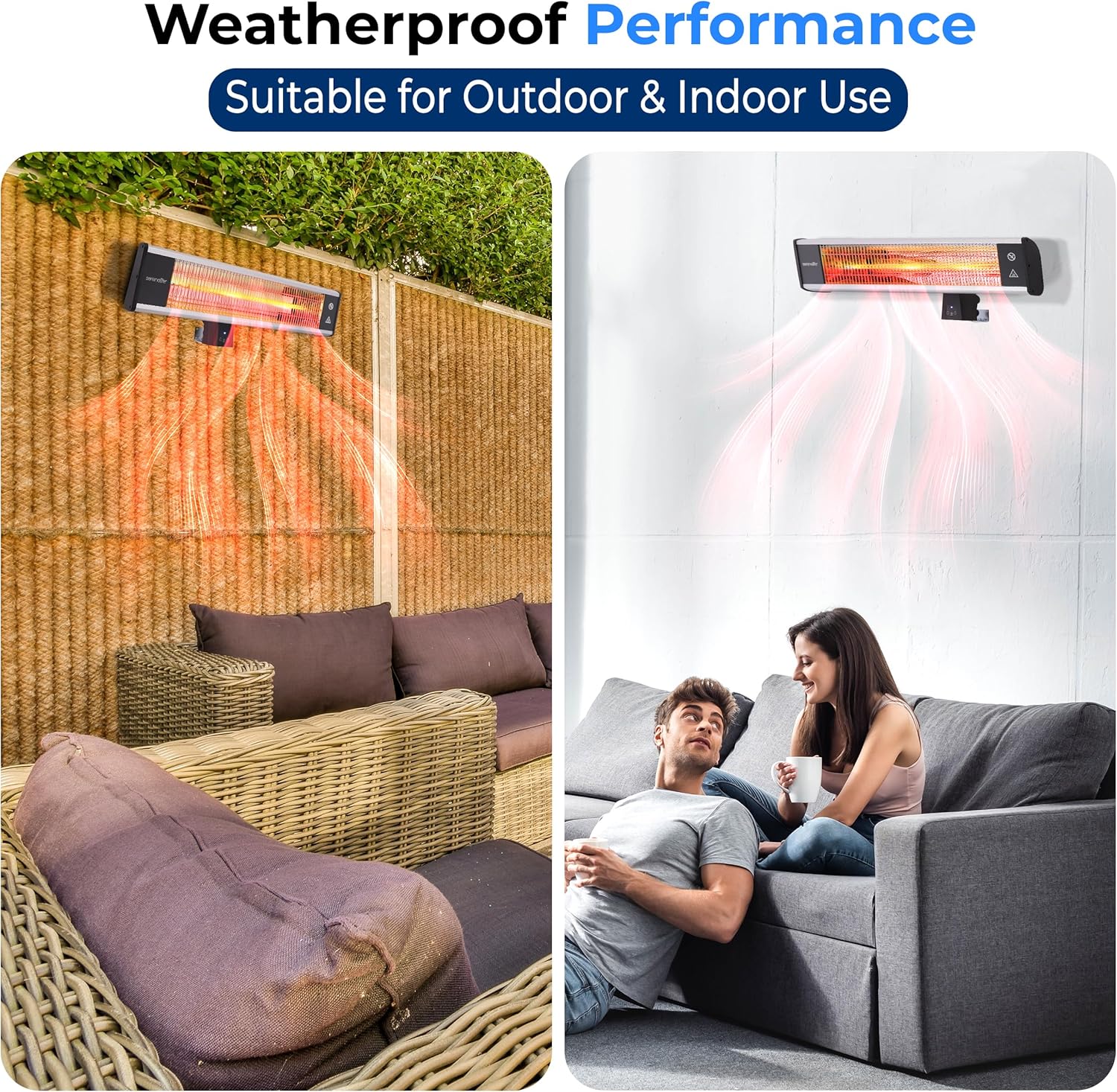 SereneLife Infrared Wall Mount Heater with Remote Control 1500W