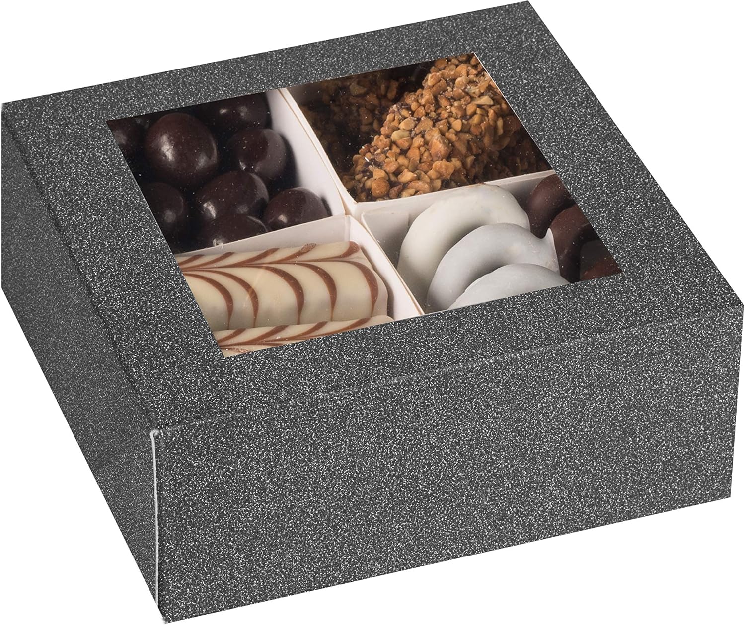 Hammont Window Box with 4 Sections - 6 Pack - Black