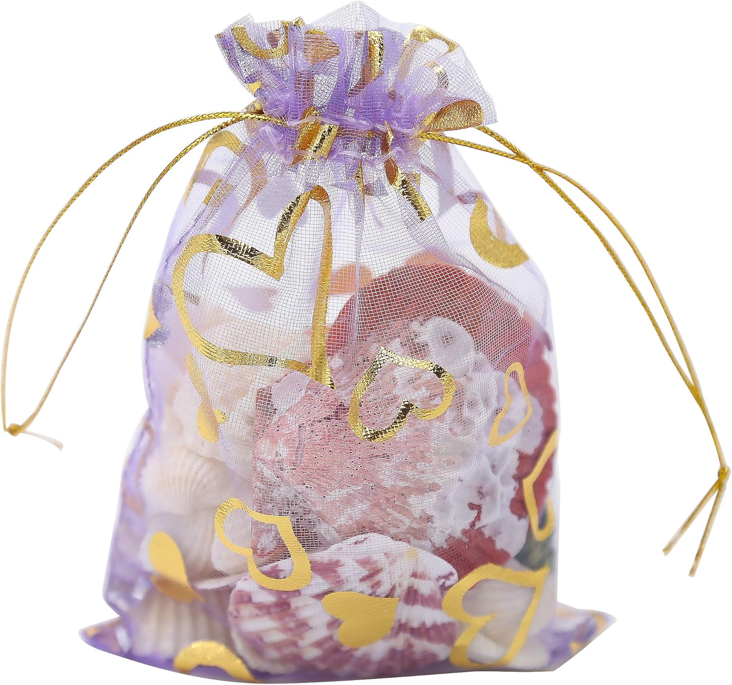 Wudygirl 100pcs Drawstring Organza Bags Lavender Love