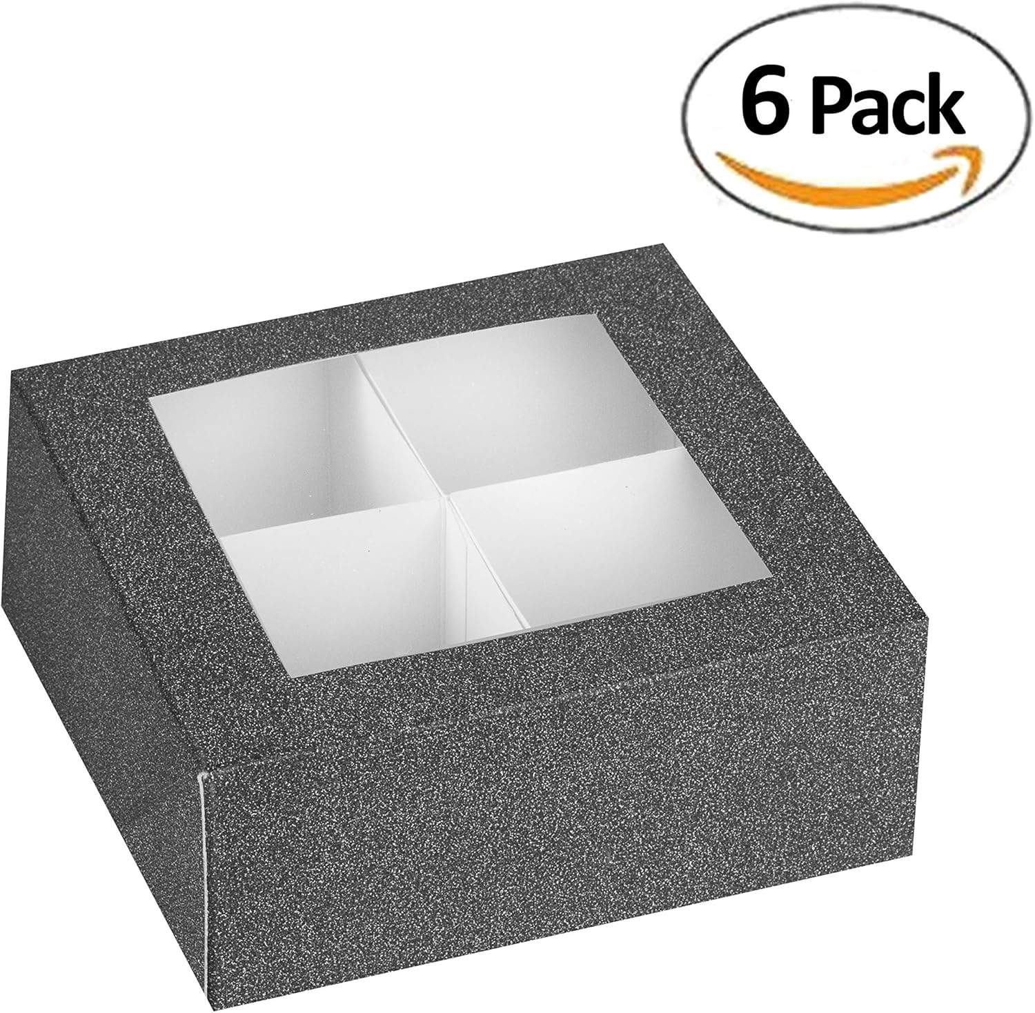 Hammont Window Box with 4 Sections - 6 Pack - Black