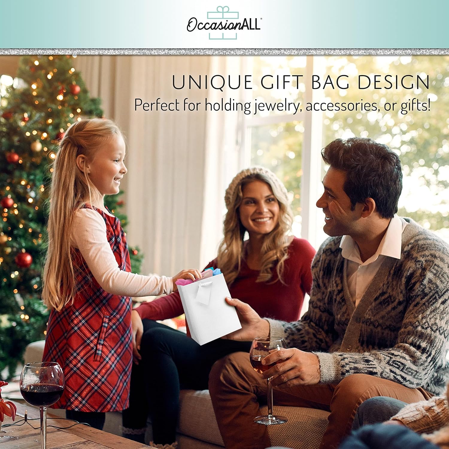 OccasionALL White Gift Bags with Handles 12 Pack