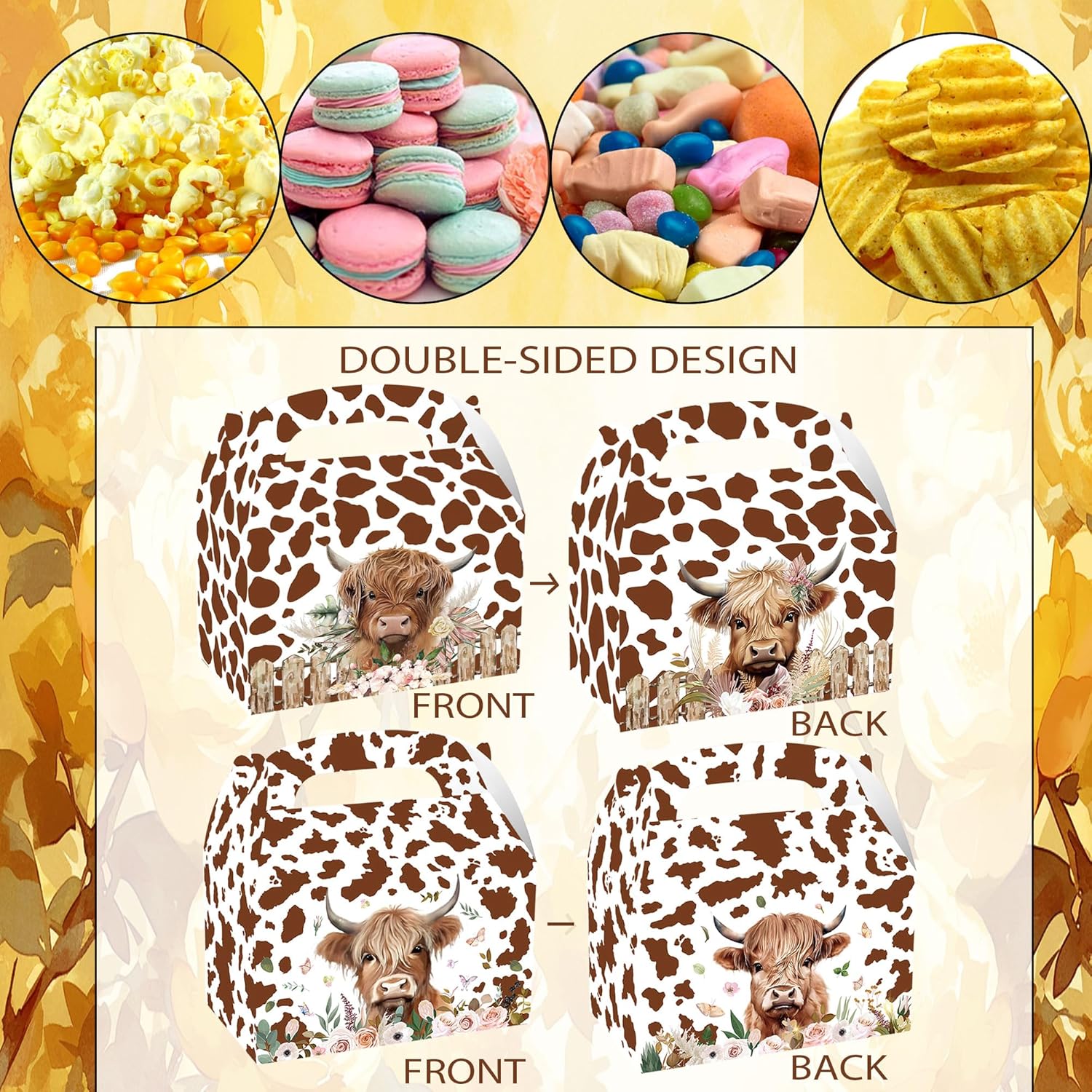 Bach And Boujee Highland Cow Party Treat Boxes