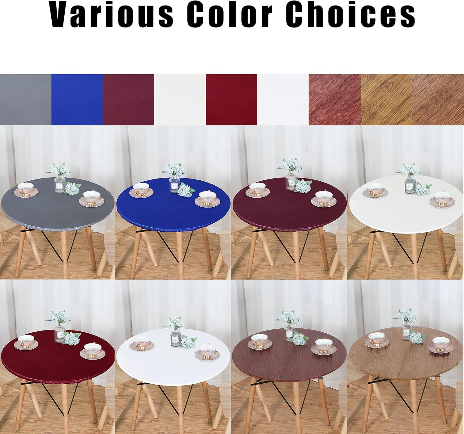 Lushvida Round Waterproof Table Cover with Elastic Edges