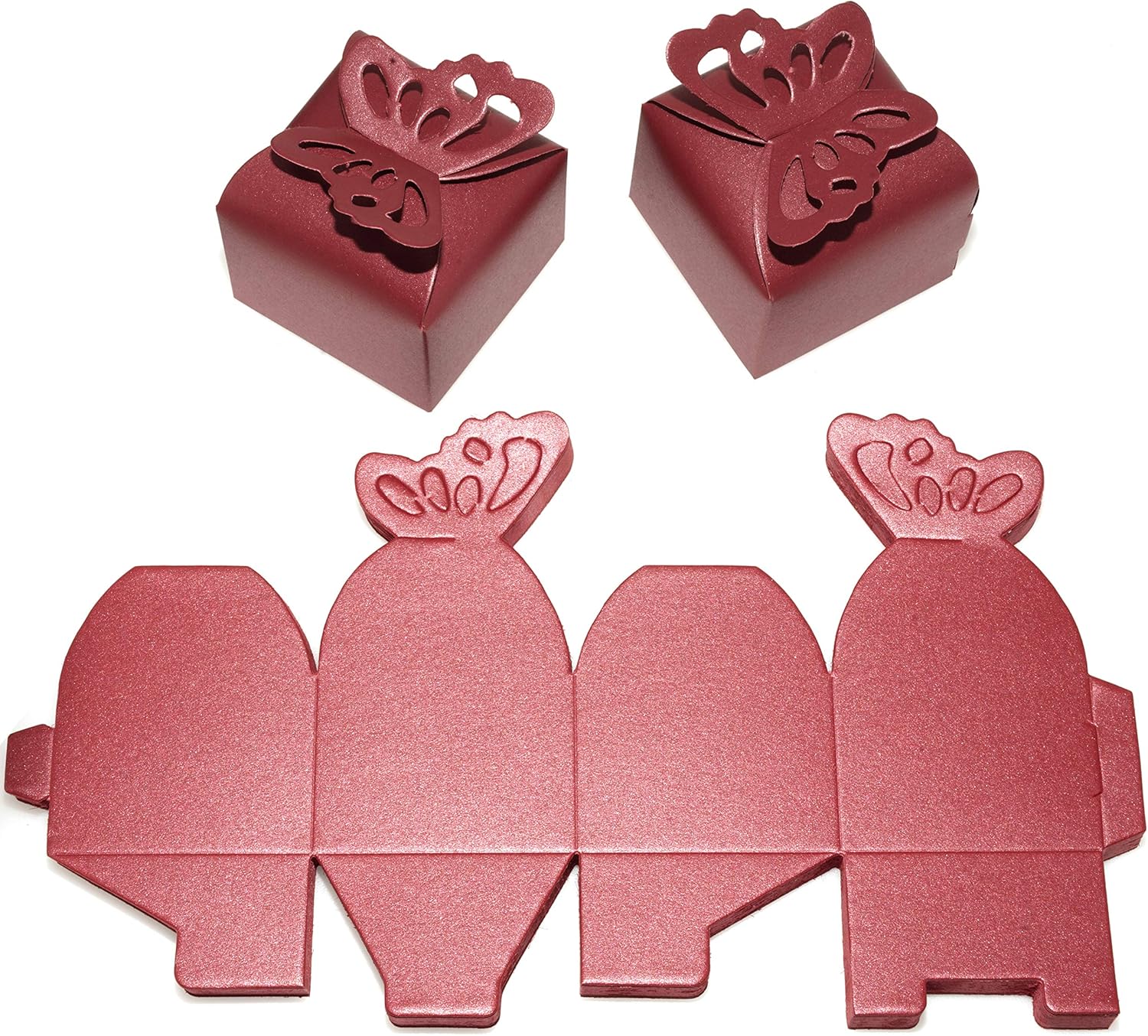 Red Butterfly Candy Favor Boxes - 50pc Wedding Party Favors